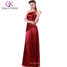 2015 Grace Karin Fashion Red Long Evening Dresses One-Shoulder Floor-Length Evening Party Dress CL4335